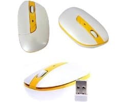 Draadloze Optische Muis – 2.4GHz Wireless Office Muis – 1600 DPI – USB Nano Ontvanger – Lichtgewicht – Voor Laptop & PC – geel