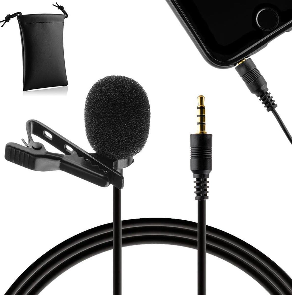MOJOGEAR Speldmicrofoon voor Smartphones/Tablets/Telefoons - 1,5 meter kabel - 3.5 mm koptelefoon-aansluiting - Zwart — afbeelding 1
