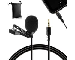 MOJOGEAR Speldmicrofoon voor Smartphones/Tablets/Telefoons - 1,5 meter kabel - 3.5 mm koptelefoon-aansluiting - Zwart