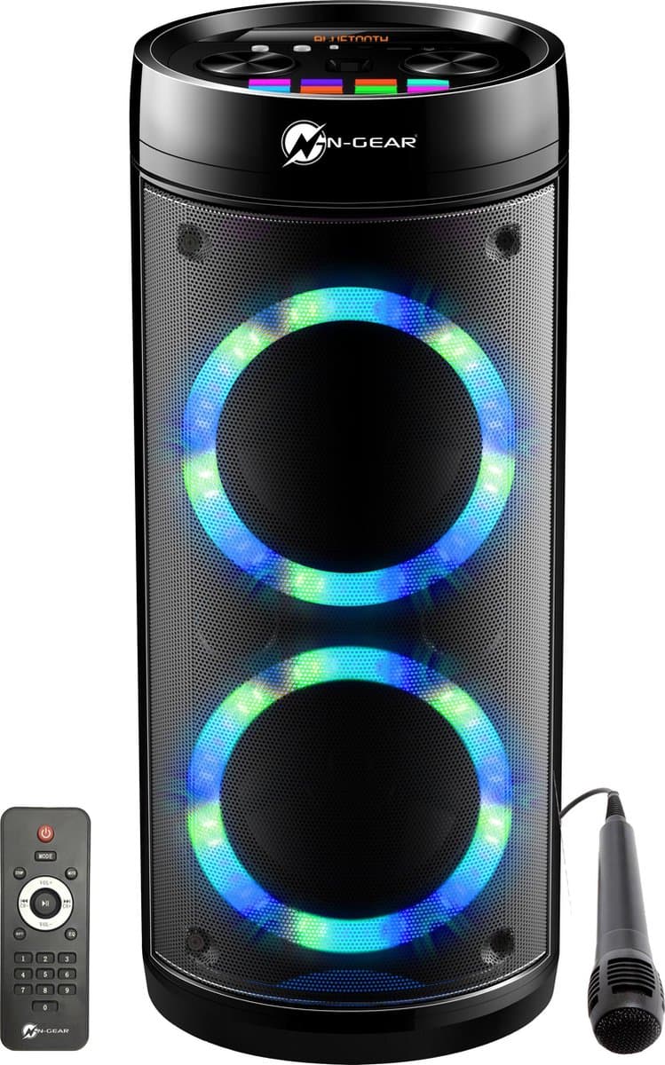 N-GEAR LGP 26R  - Draadloze Bluetooth Party Speaker - Karaoke set - 1 Microfoon - Discoverlichting — afbeelding 1