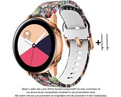 Kleurrijke schedel print Siliconen sporthorlogebandje voor bepaalde 20mm smartwatches van verschillende bekende merken (zie lijst met compatibele modellen in producttekst) - Maat: zie foto – 20 mm rubber smartwatch strap - Skulls - Schedel