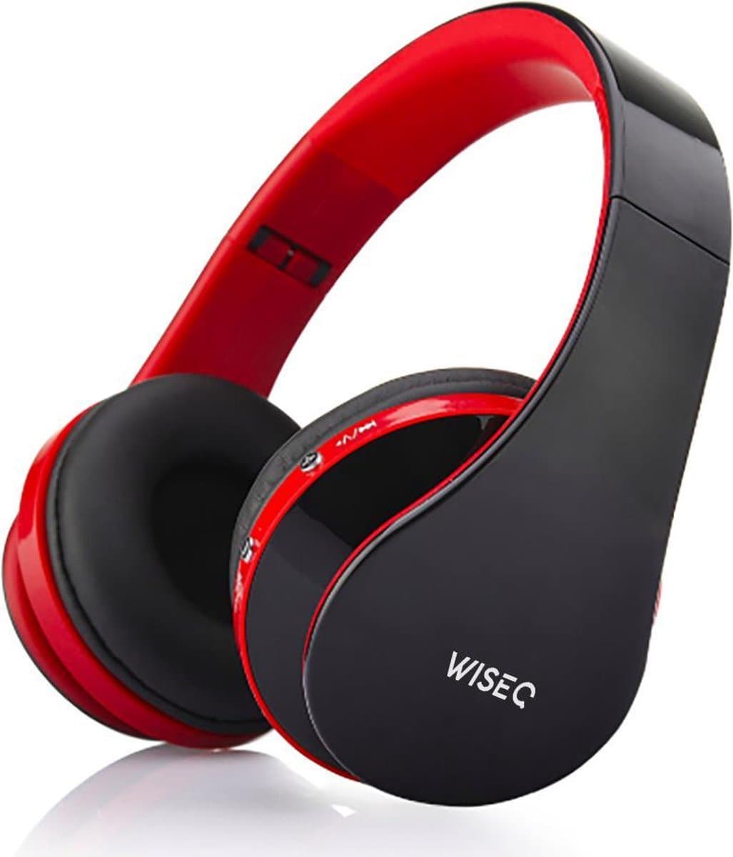 WiseQ Draadloze Koptelefoon Kinderen – Bluetooth Kinderkoptelefoon met Microfoon - Draadloos (Bluetooth) & Bedraad – Inclusief Aux kabel (1m) - Zwart&Rood — afbeelding 1