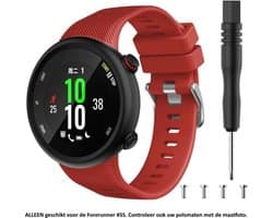 Rood siliconen bandje geschikt voor de Garmin Forerunner 45S – Maat: zie maatfoto - horlogeband - polsband - strap - siliconen - red rubber smartwatch strap