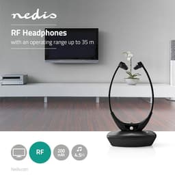Nedis Draadloze TV-Koptelefoon - RF, frequentie 868 MHz - In-Ear - Batterij 1 werkingstijd standaard verbruik: 270 min - 35 m - Digitale Audio - Balanscontrole - Zwart — thumbnail 4