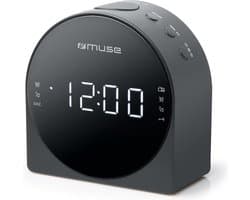 Muse M-185CR - Stijlvolle digitale wekkerradio met groot display, grijs