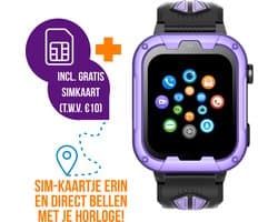 Wiesba WB40 - smartwatch kinderen - gps horloge kind - kinderhorloge bellen - gps tracker kinderhorloge - kinderhorloge met gps - kinderhorloge - Paars