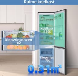 CHiQ CBM250NEBD - Koel-Vriescombinatie - 250L - No Frost - Waterdispenser - Inverter Compressor - Supervriezen - 39dB - 12 jaar garantie op compressor - Energieklasse D — thumbnail 10