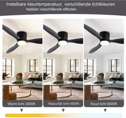 Plafondventilator Slaapkamer - Plafonniere Met Ventilator - Plafondventilator Met Verlichting - Plafondventilator Afstandsbediening — thumbnail 4