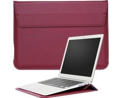 2-in-1 Laptopsleeve 10 tot 12 inch - Wijnrood - Laptopsleeve voor Dames / Heren - Laptop Tas Sleeve met Standaard