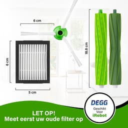 DEGG® - Vervangingsset Geschikt voor iRobot Roomba - i7 i7+ i1 i1+ i3 i3+ i4 i4+ i5 i5+ i6 i6+ i8 i8+ e5 e6 e7 - Geschikt voor iRobot Roomba Onderdelen - 2x Roller, 5x Hepa-filter en 5x Zijborstel - JAARPAKKET — thumbnail 4