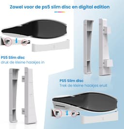 YONO Standaard Horizontaal geschikt voor PS5 SLIM - Houder Playstation 5 Stand Accessoires Beugel - Wit — thumbnail 3