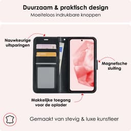 Hoesje - Met Pasjeshouder - Geschikt voor Samsung Galaxy A35 - Luxe Bookcase Portemonee - Flip Case - Kunstleer Book Case - Flipcase - Book Cover - Walletcase - Portemonneehoes - Zwart — thumbnail 5