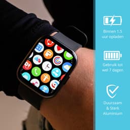 Nexvex® Elite Smartwatch voor Dames en Heren - Sporthorloge met Hartslagmeter - Bloeddrukmeter - Stappenteller - Sport Horloge met Belfunctie - Smart Watch Saturatiemeter - Zaklamp - Bluetooth Activity Tracker - Android/iOS - 2.0 Inch - Zwart — thumbnail 4