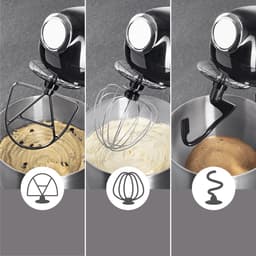 GOURMETmaxx Keukenmachine & roerapparaat, multifunctionele keukenhulp incl. mengkom en opzetstukken, krachtige mixer met garde en meer, elektrische kneedmachine, zwart — thumbnail 2