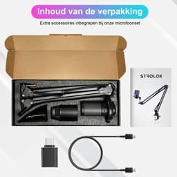 Strolox® Microfoon met arm - USB - gaming - RGB Condensatormicrofoon - met Mute-Knop, Popfilter, Microfoonarm - Luxe microfoon — thumbnail 7