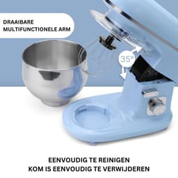 Krachtige Keukenmixer Met Mengkom - Deegmachine - Keuken Robot - Transparante Spatdeksel - Handmixer - 1100 Watt - Snelheid Regelbaar Met Draaiknop — thumbnail 5