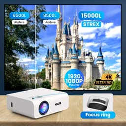 Strex Beamer - 1080P Full HD - 15000 Lumen - Draadloos Streamen - Inclusief Tas/Projectiescherm - WiFi - Bluetooth - Mini Beamer - Projector — thumbnail 3