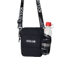 ICCLUB - Telefoontasje - Schoudertas - Festival - Waterfles - Zwart/Wit