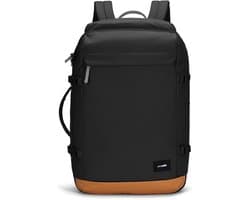 Pacsafe GO Carry-on Backpack - 44 L - Rugzak - RFID-blokkerend - Anti-diefstal - Geschikt als Handbagage - Waterafstotend - Op 2 Manieren te Gebruiken - Turn & Lock Security Hooks - Koffer -Gerecycled Polyester - Jet Black