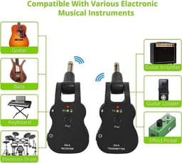 Draadloze Instrument Audio Zender & Ontvanger - 2.4Ghz - Gitaar, Bass, Keyboard & Electrische Drum - EN-9 - Zwart — thumbnail 2