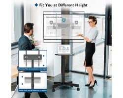TV Standaard op Wielen voor 23-55 Inch Plasma LCD LED TV's, Draagbare TV Standaard in Hoogte Verstelbare Wielen Rollende TV Karretje tot 25KG, MAX. VESA 400x400 mm
