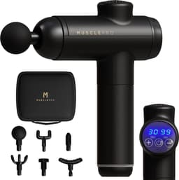 7.4V massage gun - inclusief koffer- professioneel massage apparaat - massage pistool - spier massage - sport massage - 6 mondstukken - 99 snelheden - zwart - krachtig en draadloos — thumbnail 1