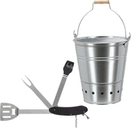 Barbecue set - houtskool BBQ emmer en een 5-in-1 Zwitsers BBQ zakmes - handig mee te nemen — thumbnail 1