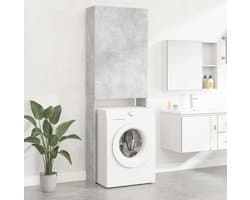 Wasmachine ombouw - Kast - Opbouwmeubel - Verhoger - Wasmachine meubel - Opbergkast - Hout - Betongrijs