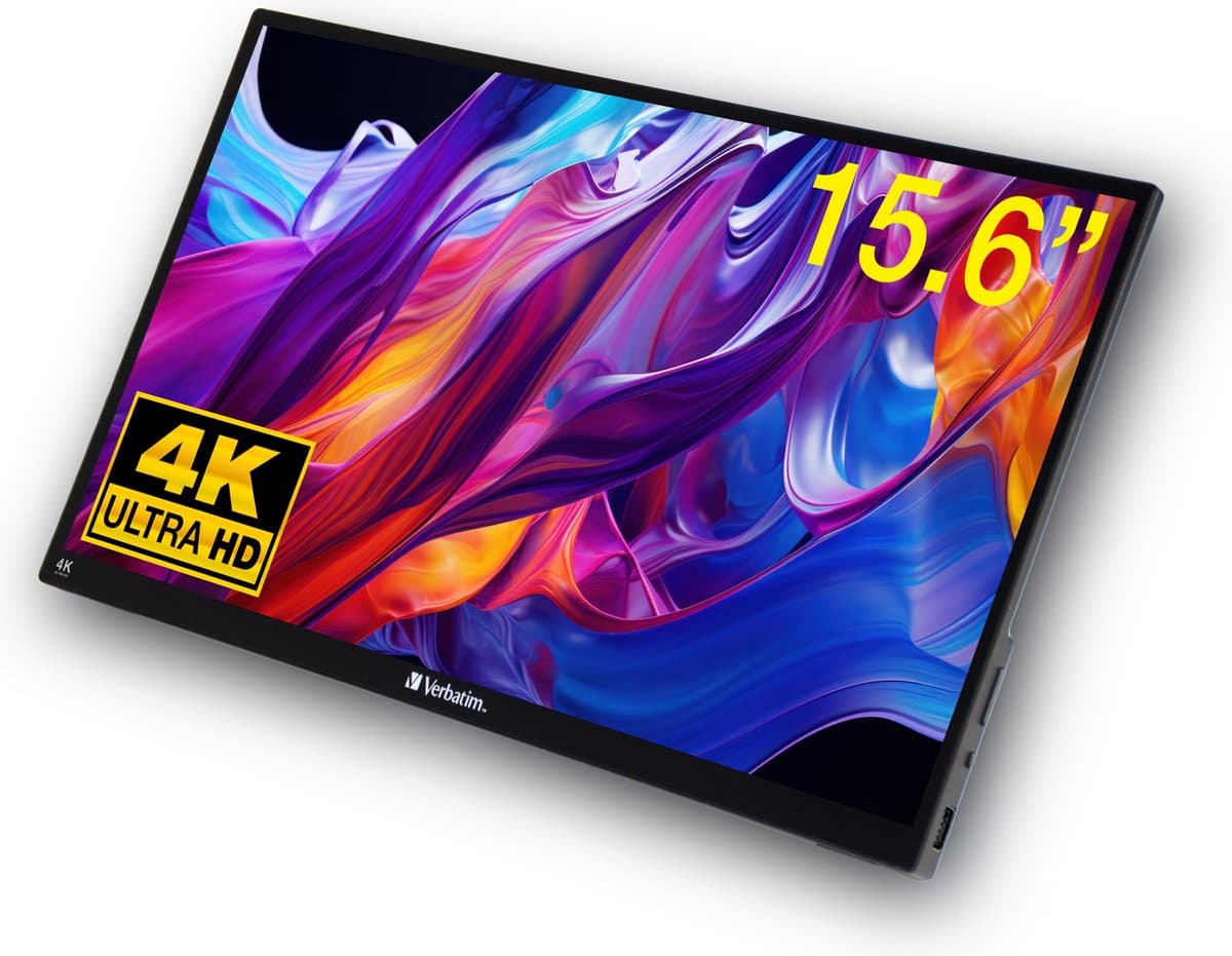 Verbatim PMT-15-4K Portable Touchscreen Monitor 15.6" 4K Metal Housing — afbeelding 1