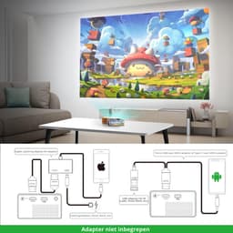 ALLGoods. Draagbare Beamer - Mini Beamer 4K - Projector Scherm – 4K Support – tot 170 Inch – LED Full HD - Home Cinema - Mini Projector - met Afstandsbediening - Wit/Geel — thumbnail 5