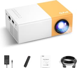 ALLGoods. Draagbare Beamer - Mini Beamer 4K - Projector Scherm – 4K Support – tot 170 Inch – LED Full HD - Home Cinema - Mini Projector - met Afstandsbediening - Wit/Geel — thumbnail 1