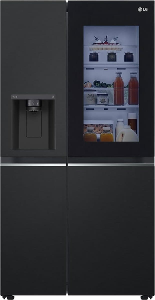 LG InstaView GSGV80EPLD, Vrijstaand, Amerikaanse deur, Zwart, Grafiet, 2 deur(en), Touch, LED — afbeelding 1