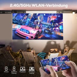 DiverseGoods Projector [Upgrade] Beamer 5G WiFi Bluetooth 13000 Lux Native 1080P 4K Ondersteund, Mini projector 300” thuisbioscoop Geschikt Voor iOS Android HDMI TV Stick PS5 (Tas en Statief Inbegrepen) — thumbnail 4