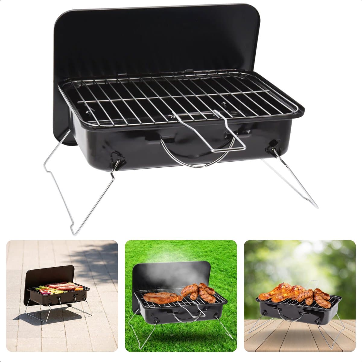 Draagbare Tafelbarbecue - Tafel Barbecue - Kleine BBQ voor Balkon, Camping en Strand - 35x25 cm — afbeelding 1
