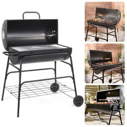 Grote Verrijdbare Cilinder BBQ op Wielen met Verstelbare Ventilatieroosters - Houtskool Barbecue - Houtskoolbarbecue - Cilinder — thumbnail 1