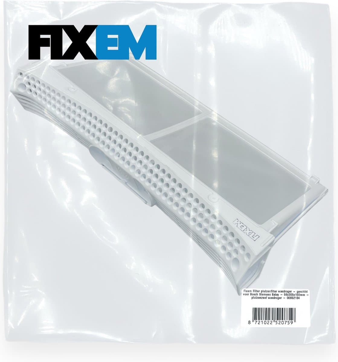 Fixem® geschikt voor Bosch Siemens Balay 00652184 - Filter pluizenfilter wasdroger - 56x305x150mm - pluizenzeef wasdroger - 1 Stuks — afbeelding 1