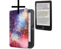 Hoes Geschikt voor Kobo Clara Colour Hoesje Bookcase Cover Book Case Hoes Sleepcover Met Screenprotector - Galaxy