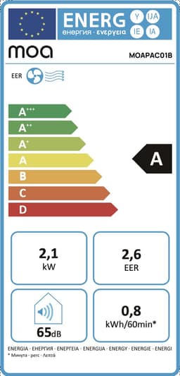 MOA Mobiele Airco - 7.000 BTU - 3-in-1 - Met Afstandbediening - Tot 22m² - Airconditioner met Ontvochtigingsfunctie - Raamafdichtingskit - Zwart — thumbnail 2