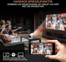 Homezie Beamer | Streamen vanaf je telefoon | 4K support | 720P | WiFi, HDMI, Bluetooth | Android 11.0 | Projector | Mini beamer — thumbnail 2