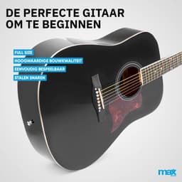 Akoestische gitaar voor beginners - MAX SoloJam Western gitaar 4/4 - incl. gitaar stemapparaat, gitaartas en 2x plectrum - Zwart — thumbnail 3