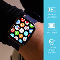 Nexvex® Elite Smartwatch voor Heren - Sporthorloge met Hartslagmeter - Bloeddrukmeter - Stappenteller - Sport Horloge met Belfunctie - Smart Watch Saturatiemeter - Zaklamp - Bluetooth Activity Tracker - Android/iOS - 2.0 Inch - Blauw — thumbnail 4