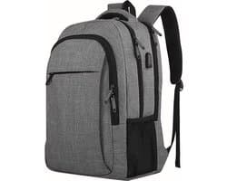 MaberLondon® Laptop Rugzak 13″-15,6″ - Waterbestendig, Anti-diefstal Reistas met USB-oplaadpoort (Grijs)