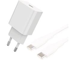 USB C Lader met USB C naar USB C Laadkabel - 2 Meter Lang - 20W Quick en Fast Charge - Wit