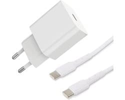 20W USB-C Thuislader met USB C naar USB C Oplaadkabel - 1 Meter - 4x Sneller Opladen