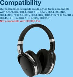 MMOBIEL Oorkussens voor Sennheiser HD 4.50BT, HD 4.50, HD 4.50BTNC, HD 4.50SE, HD 4.40BT, HD 4.30G, HD 4.20S, HD 458BT, HD 450, HD 450BT, HD 400S, HD 350BT Hoofdtelefoon – Zwart — thumbnail 3