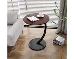 Bijzettafel - Bijzettafel rond - Laptoptafel - Tafeltje - Banktafel - Bedtafel - Laptop desk - Koffietafel - Donkerbruin