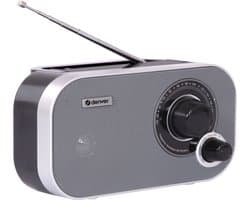 Denver FM Radio Retro - Noodradio / Noodpakket - Werkt op batterij of netstroom - Keukenradio - Draagbare Radio - TR51 - Grijs