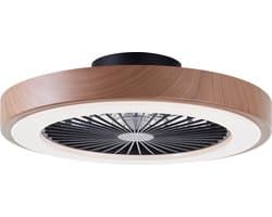 Brilliant Slimline - Plafondventilator - Met verlichting - LED 40W - 3000K-6500K - Dimbaar - Zwart met Houtstructuur rand - Zeer stil