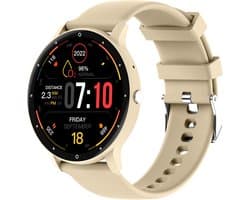 Kiraal Fit 10 - Smartwatch dames - Smartwatch Heren - Belfunctie - Stappenteller - Full Screen - Fitness Tracker - Activity Tracker - Smartwatch Android & IOS - Crème
