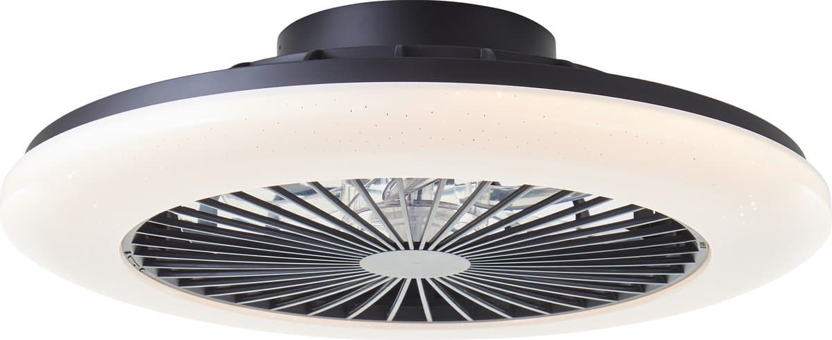 Brilliant Salerno - Plafondventilator - Met verlichting - LED 40W - 3000K-6500K - Dimbaar - Zwart - Zeer stil — afbeelding 1